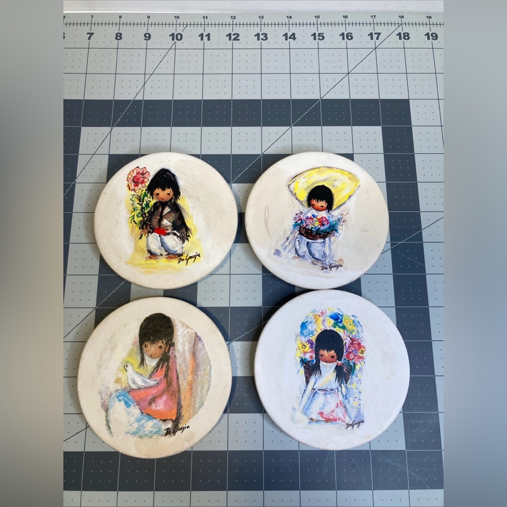 Ted DeGrazia Southwest Indian Children Set of 4 Sandstone Coasters